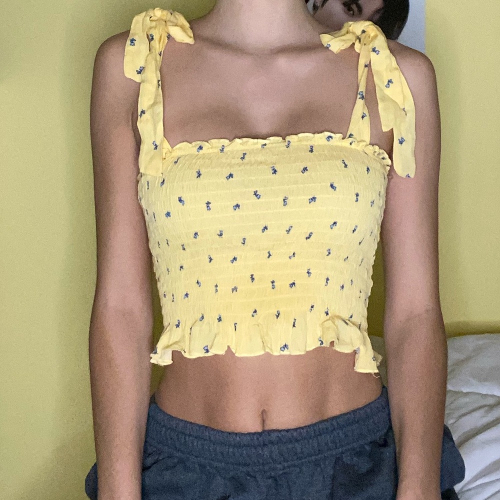 PacSun floral tie shoulder top